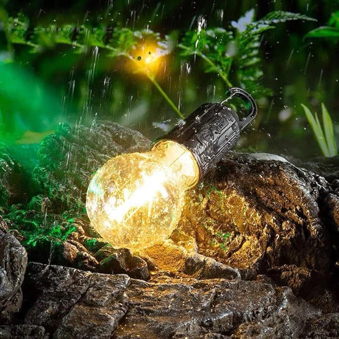 7AGAT rechargeable LED light bulb with Type-C charging, hanging hook, and three lighting modes for home, camping, and emergencies.