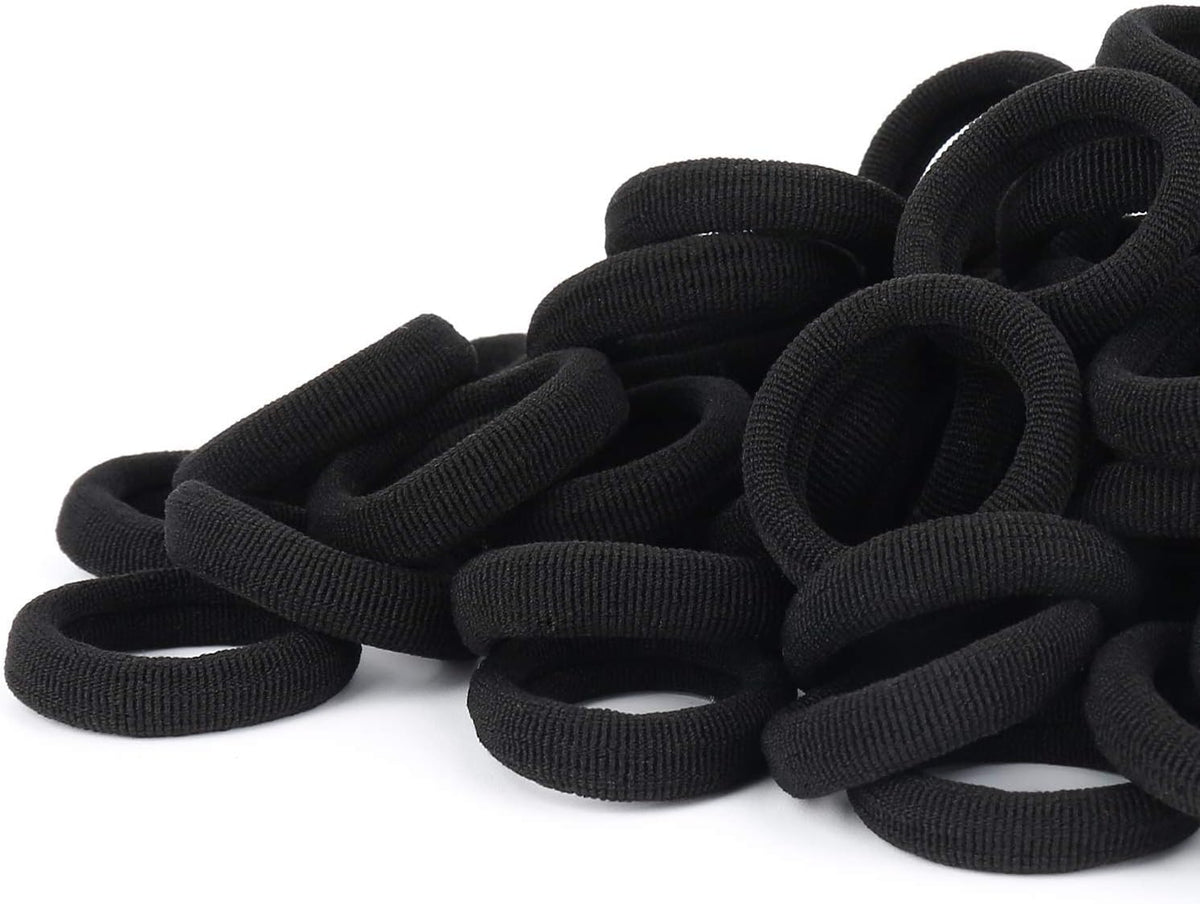 Set of 100 small elastic baby hair ties and ponytail holders for girls, featuring soft rubber bands and elastic hair bands by 7AGAT.