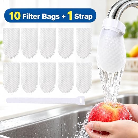 Faucet Filter Bags 10 Pack with Adjustable Strap, 5x10 cm