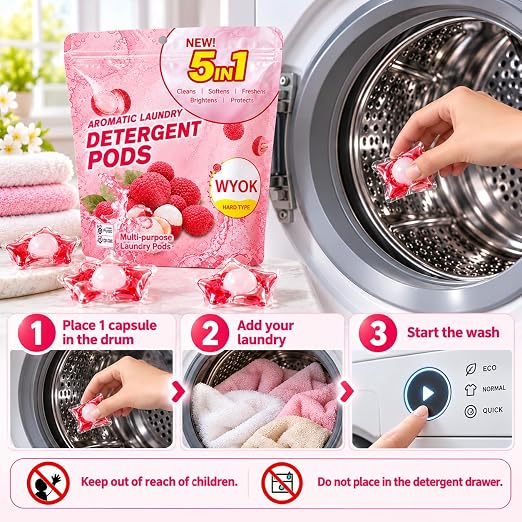 5-in-1 Laundry Detergent Pods, 30 Capsules