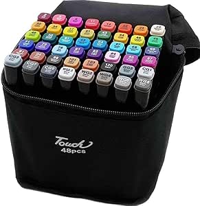 7AGAT dual tip art marker set with brush and chisel tips, ideal for drawing, coloring, and sketching on paper.