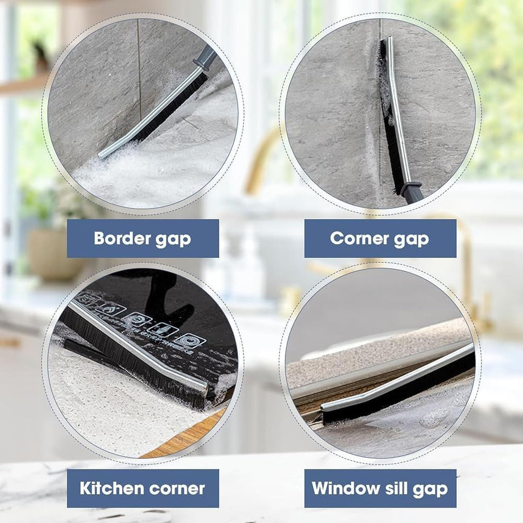 7AGAT crevice cleaning brush with curved head and long handle for bathroom and cleaning tasks, designed for hard-to-reach areas.