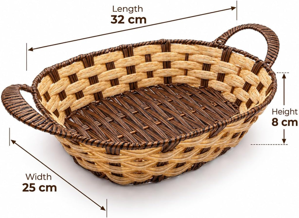Woven Plastic Serving Basket with Side Handles
