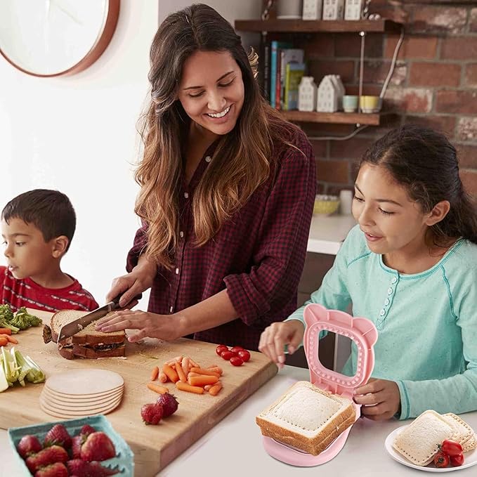 7AGAT fun sandwich cutter and sealer, 2-in-1 kids' lunchbox tool for shaping sandwiches and sealing snacks.