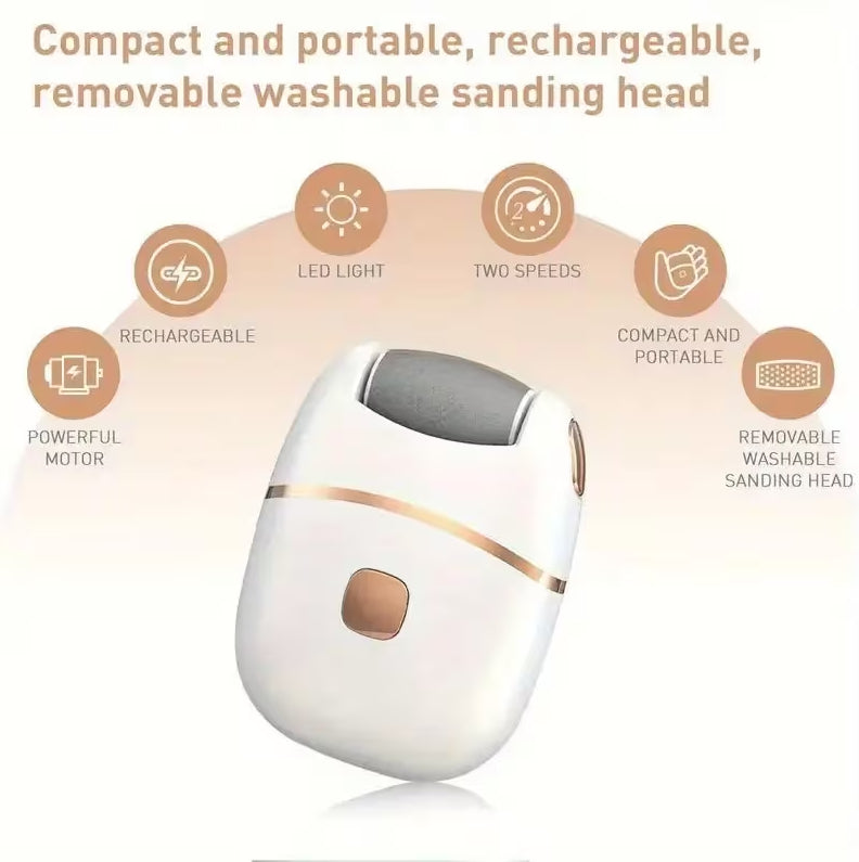 7AGAT USB rechargeable electric foot file with LED light and two speeds, callus remover for smooth, well-groomed feet.