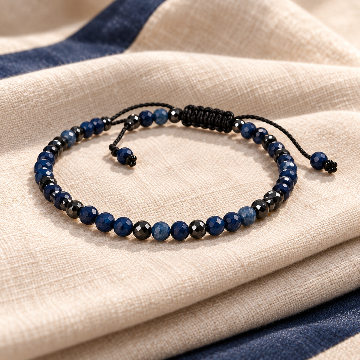 Blue Sapphire & Hematite Bracelet – 18 cm