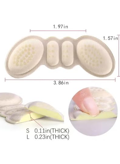 Heel cushion pads placed inside high-heeled shoes for better comfort