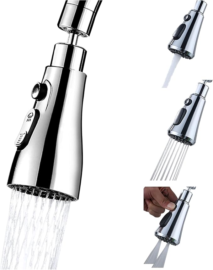 360° Swivel Faucet Aerator with 3 Water Flow Modes, Splash-Proof Tap Attachment for Kitchen & Bathroom