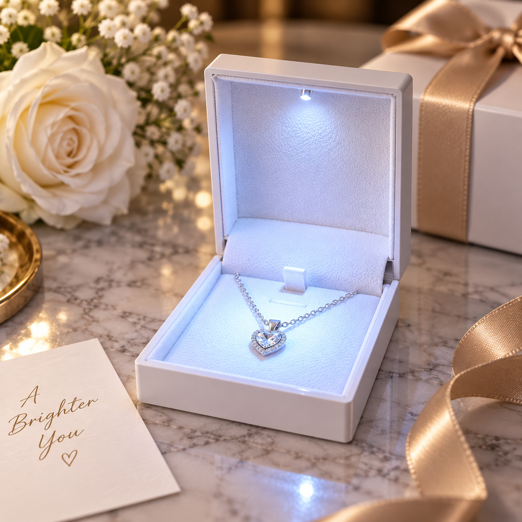 7AGAT Shopping white LED jewelry gift box held in hand with necklace