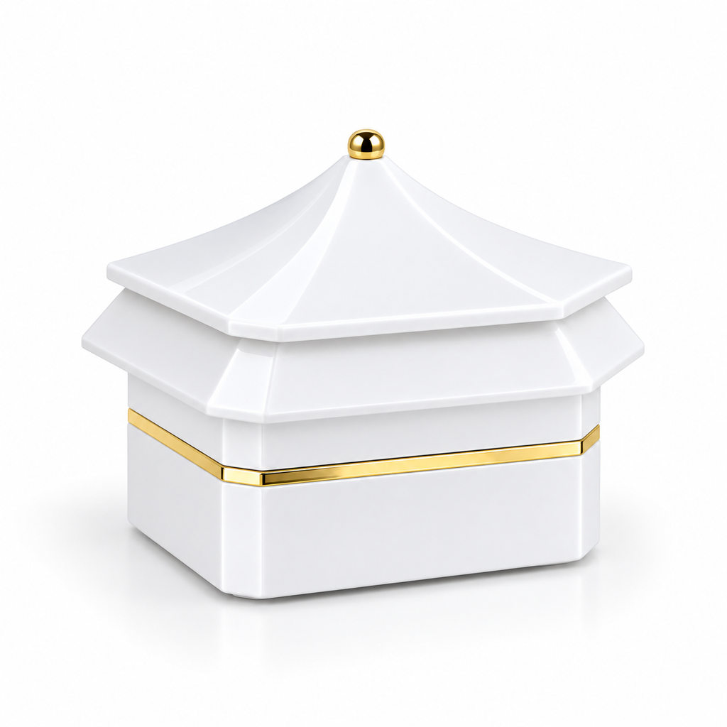 7AGAT Shopping white and gold LED ring box closed product view
