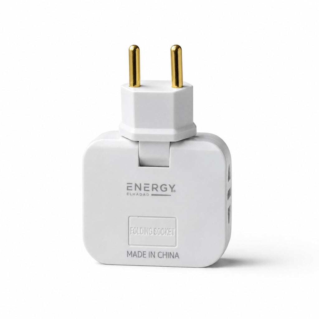 White 7AGAT 180-degree swivel socket converter for home, office, and travel, compact power adapter with versatile electrical compatibility.