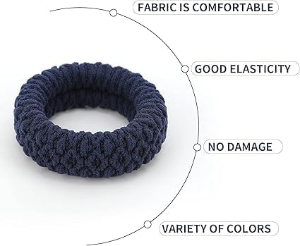 Set of 6 thick, soft no-damage hair ties from 7AGAT, seamless ponytail holders for women and girls, elastic hair accessories.