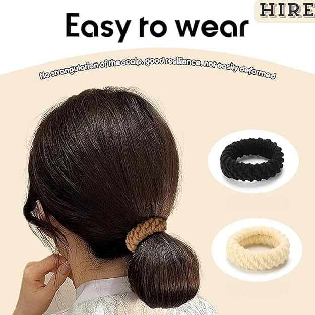 Set of six 7AGAT thick no damage hair ties with soft seamless design for women and girls, elastic ponytail holders and hair accessories