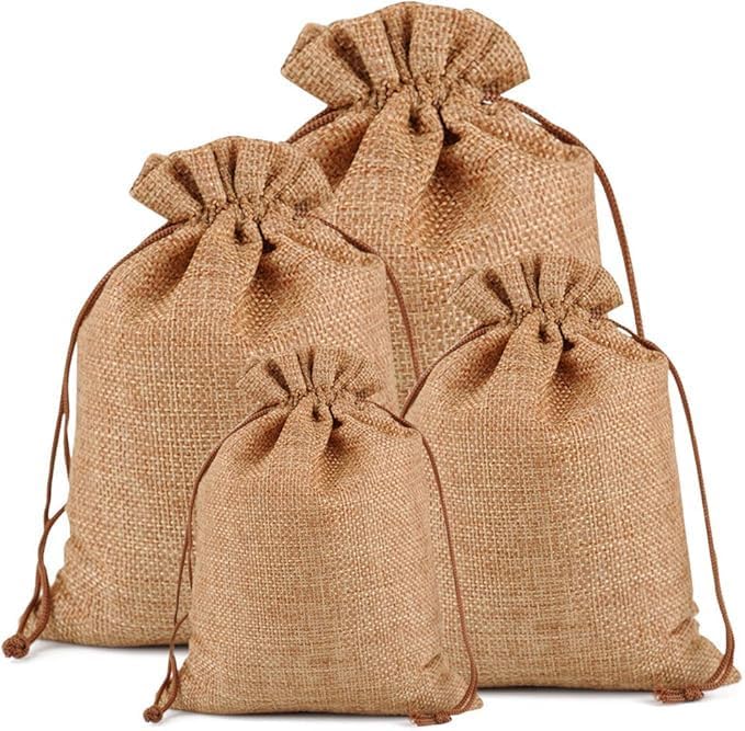 Hessian jute linen gift pouches for party souvenirs and handmade gifts