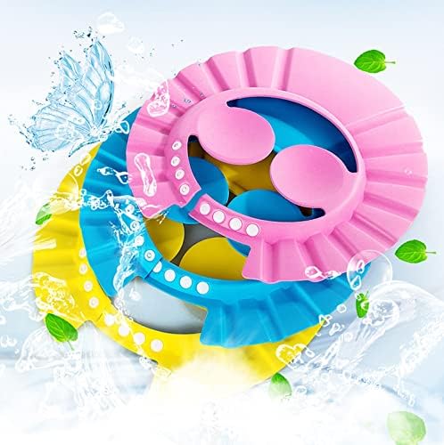 Adjustable kids shower cap by 7AGAT with water-resistant EVA material and ear protection for baby's hair washing.