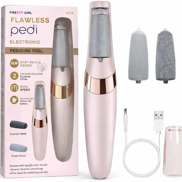 7AGAT USB rechargeable electric foot file with dual speeds, portable skin care tool for heel callus removal, compact and easy to use.