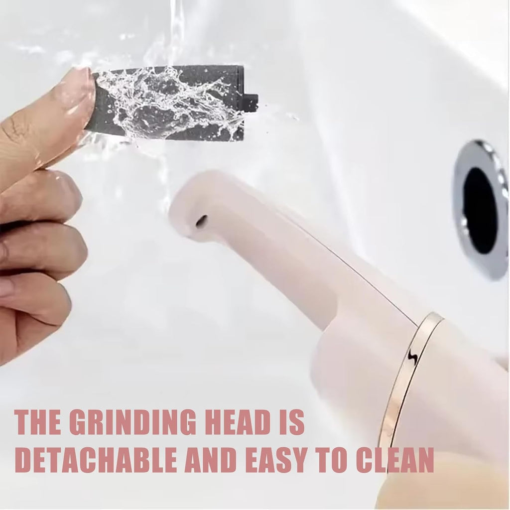 7AGAT USB rechargeable electric foot file with waterproof design, two-speed heel callus remover, portable skin care tool.