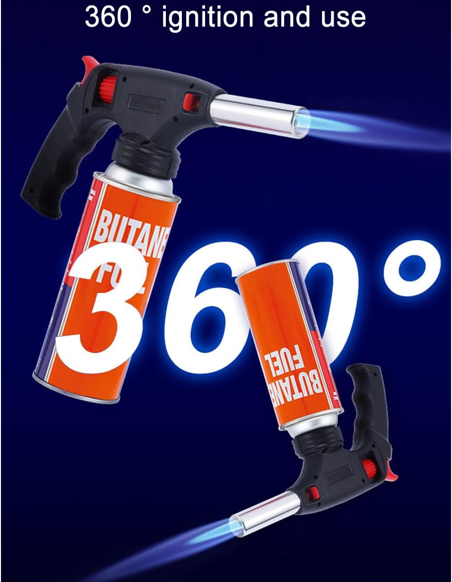 7AGAT portable gas torch with electronic ignition, ideal for kitchen, BBQ, dessert, and craft flame lighting.