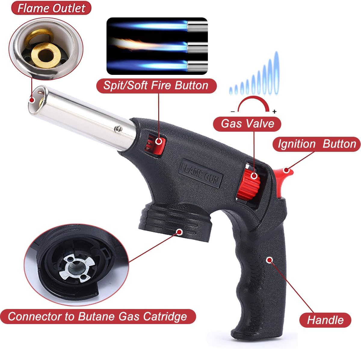 7AGAT portable gas torch with electronic ignition, ideal for kitchen, BBQ, dessert prep, and craft projects.