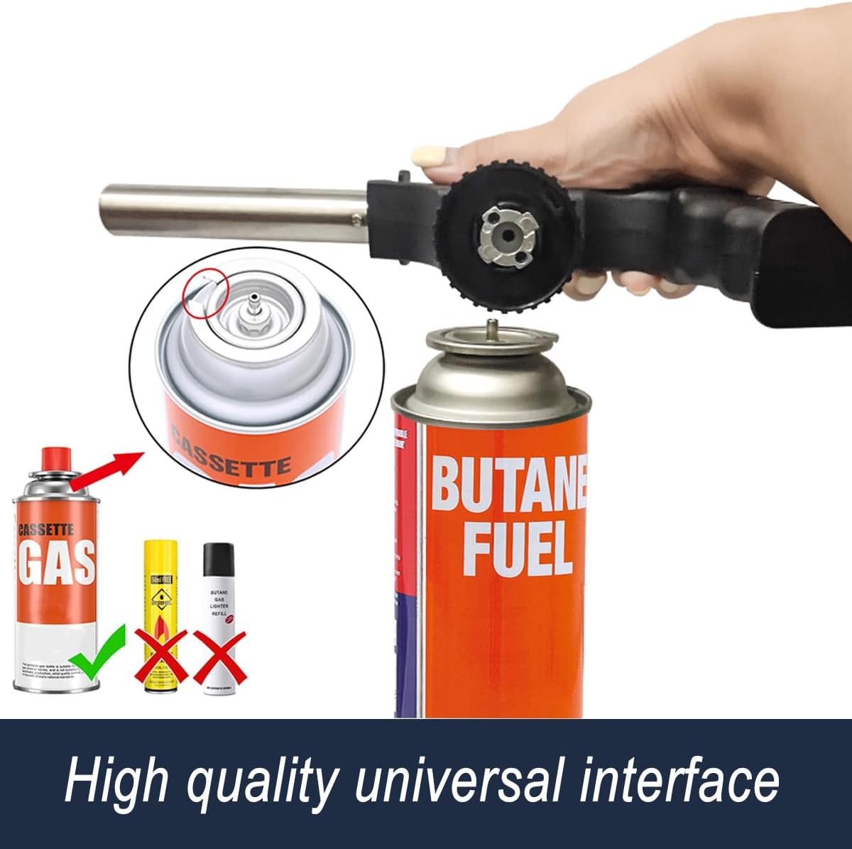 7AGAT portable gas torch with electronic ignition, ideal for kitchen, BBQ, dessert prep, and craft work, shown with refill interface.