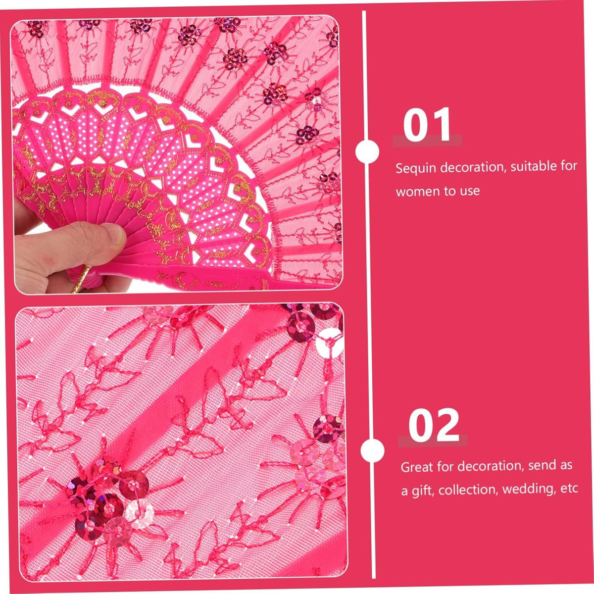 Elegant 7AGAT classic silk handheld folding fan with Chinese and Spanish design, ideal for weddings, parties, dance, and home decor.