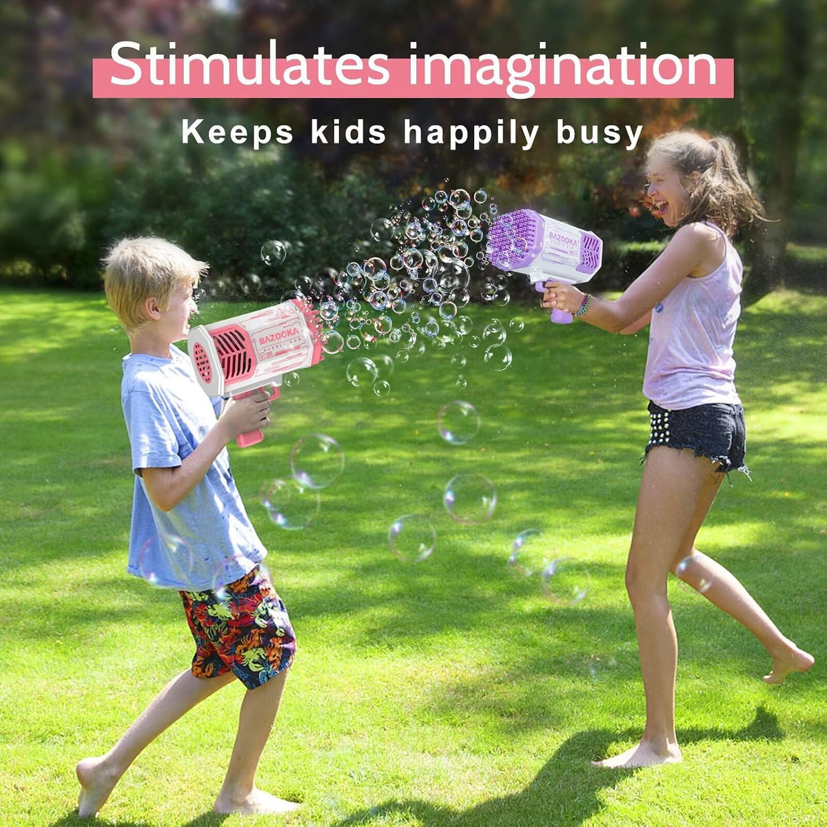 Electric Bazooka Bubble Gun with LED Lights & Multi-Hole Automatic Bubble Blower for Outdoor Play