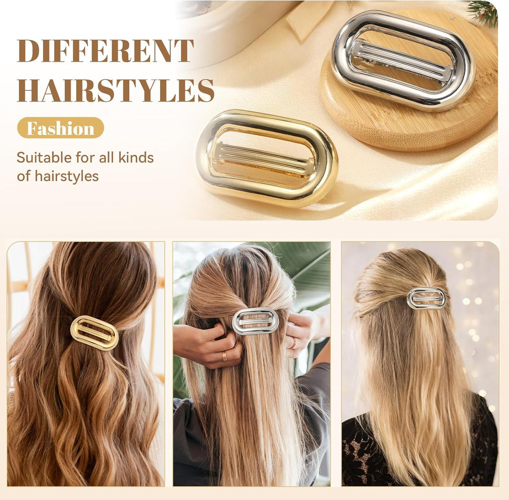 Set of 2 metal hair barrette clips by 7AGAT featuring elegant claw-style hair accessories for women and girls.