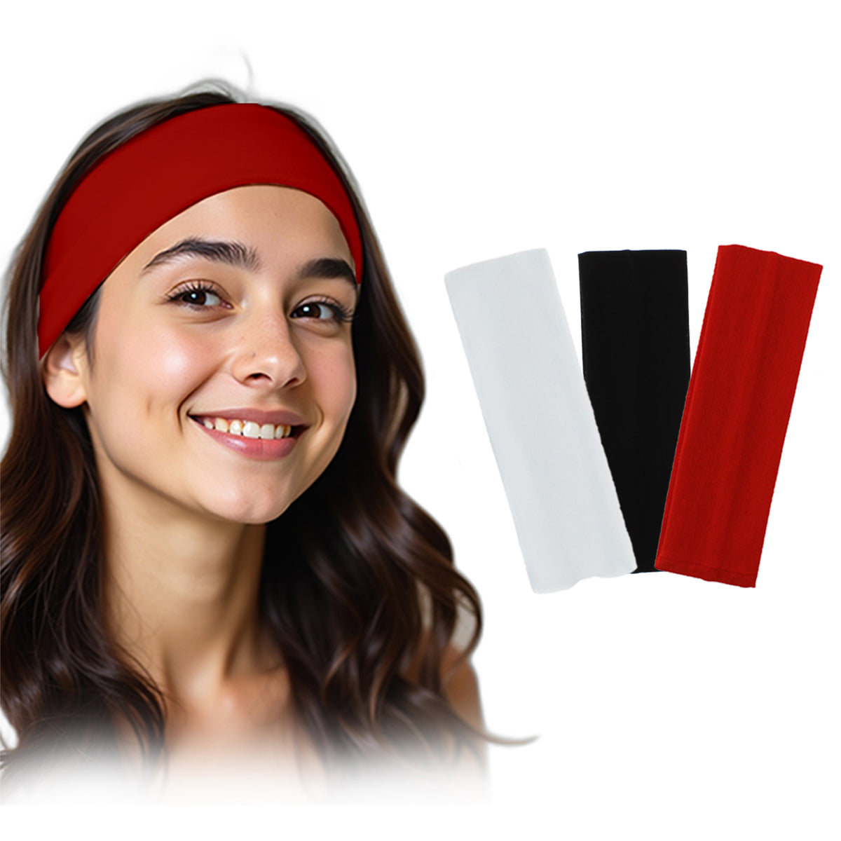Set of 3 cotton sports headbands for women and men, athletic sweatbands for running, tennis, and workouts by 7AGAT.
