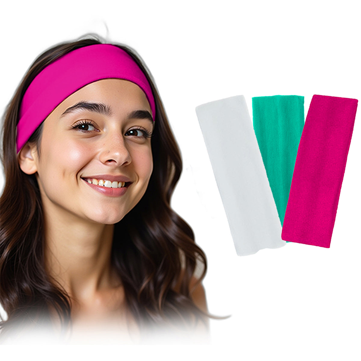 Set of 3 7AGAT cotton sport sweatbands for women and men, ideal for running, tennis, and workout activities.