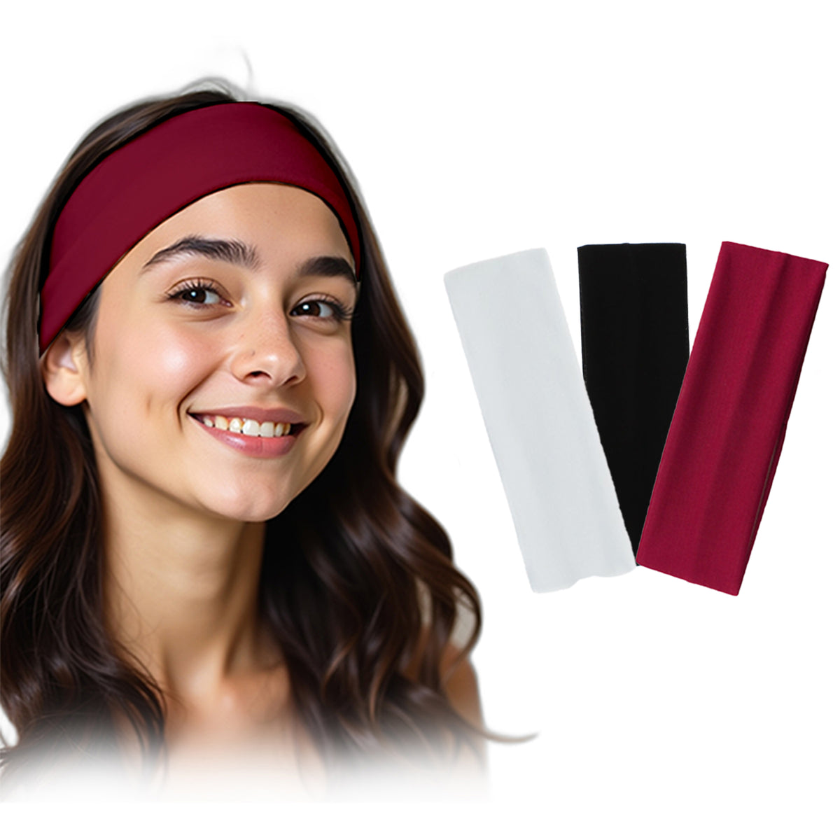 Set of 3 7AGAT cotton headbands with sweat-absorbing fabric, ideal for workout, running, and tennis for women and men.