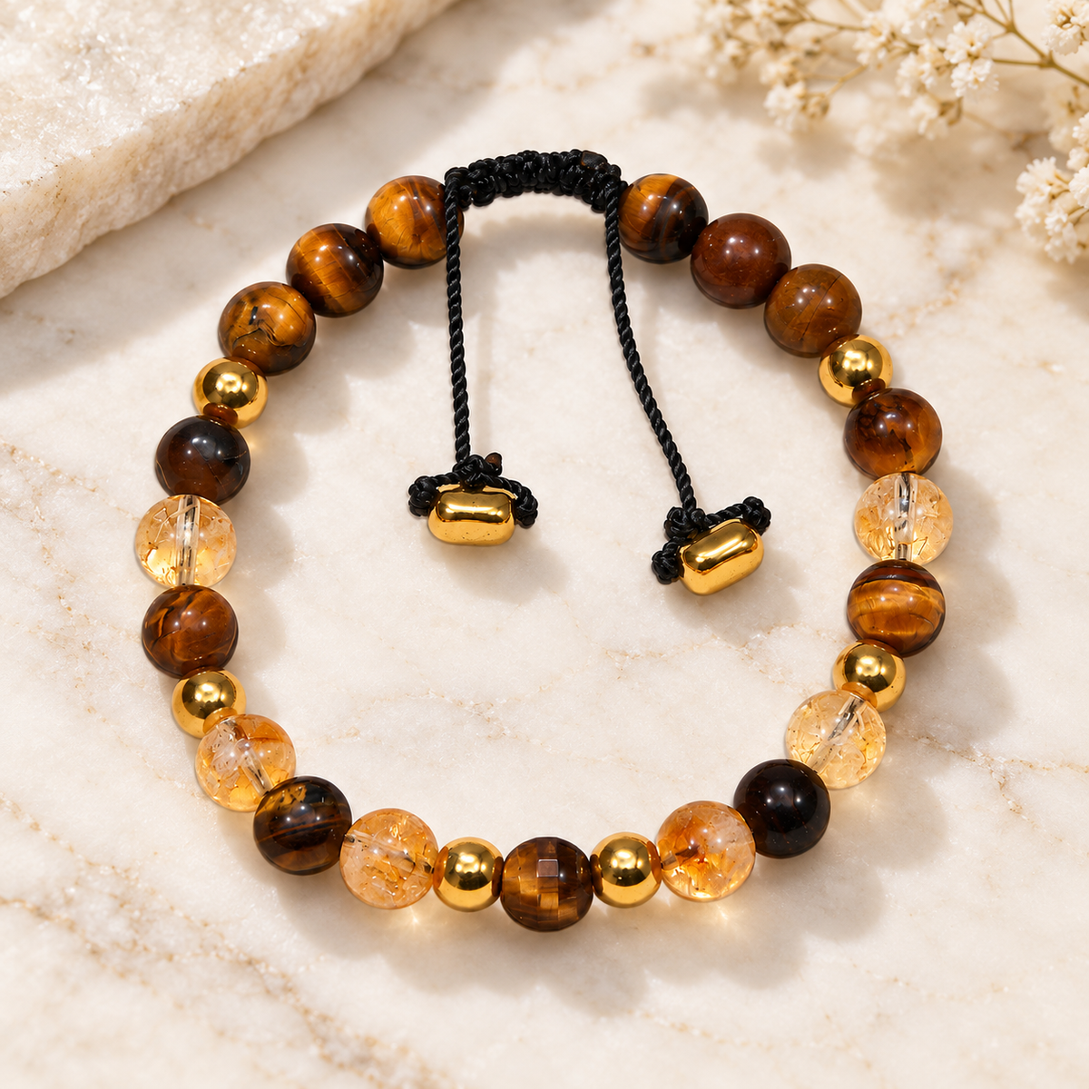 7agat Citrine and Brown Tiger Eye bracelet. 