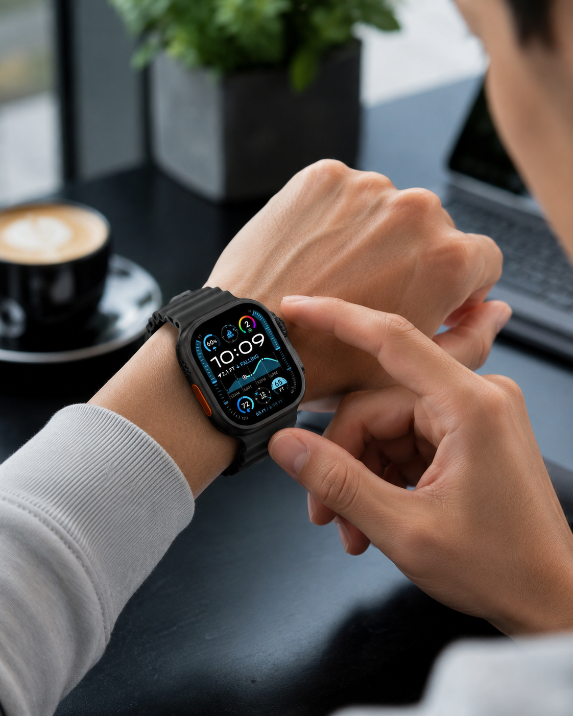 7AGAT W603 Ultra Smart Watch with 2.01-inch display, silver finish, interchangeable bands, water resistance, Bluetooth calling, sports modes