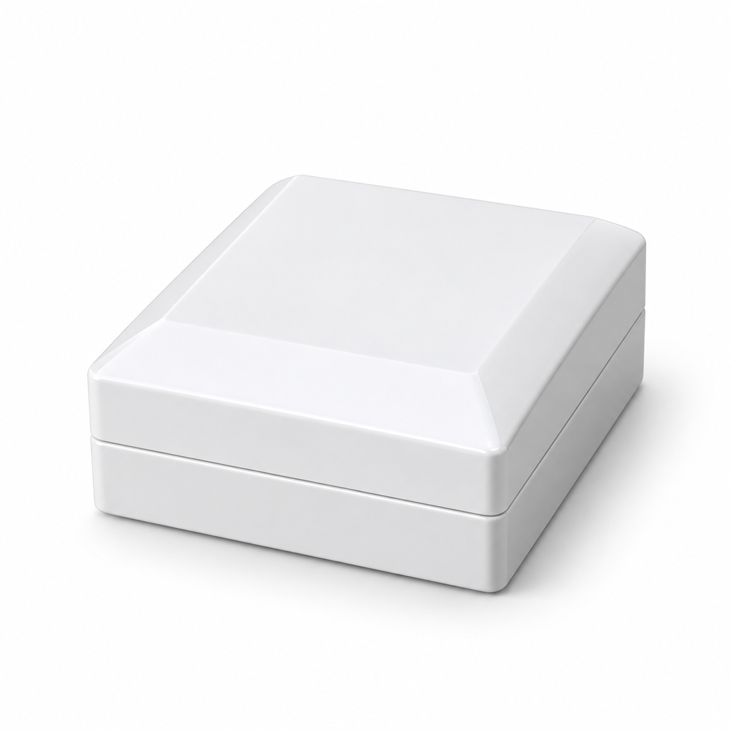 White LED lighted jewelry gift box for necklaces, pendants, and chains, 7AGAT, 9x6.5x2.5 cm, elegant storage and display.