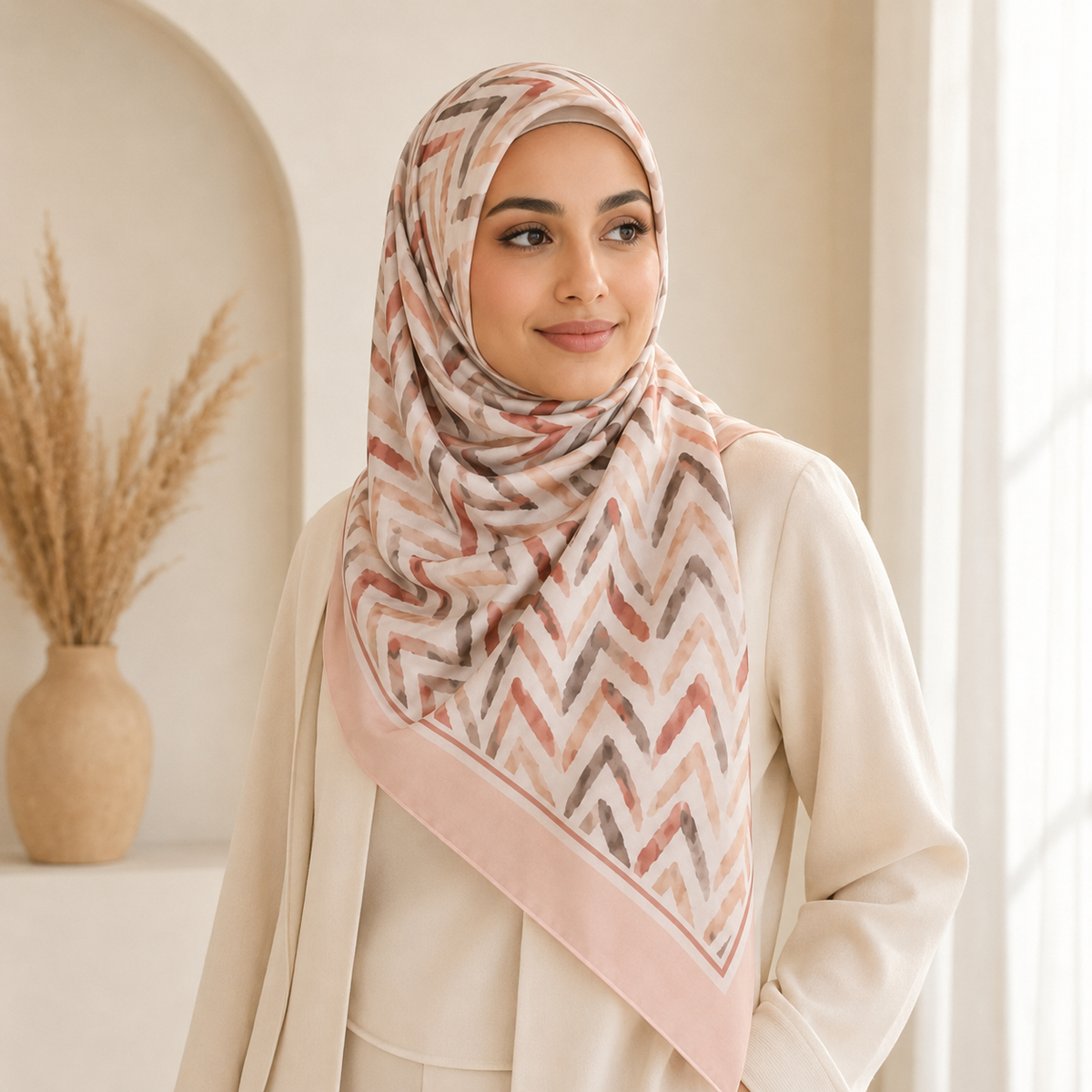 Women’s fashion hijab scarf by 7AGAT, soft lightweight headscarf with printed and solid styles for elegant daily wear.