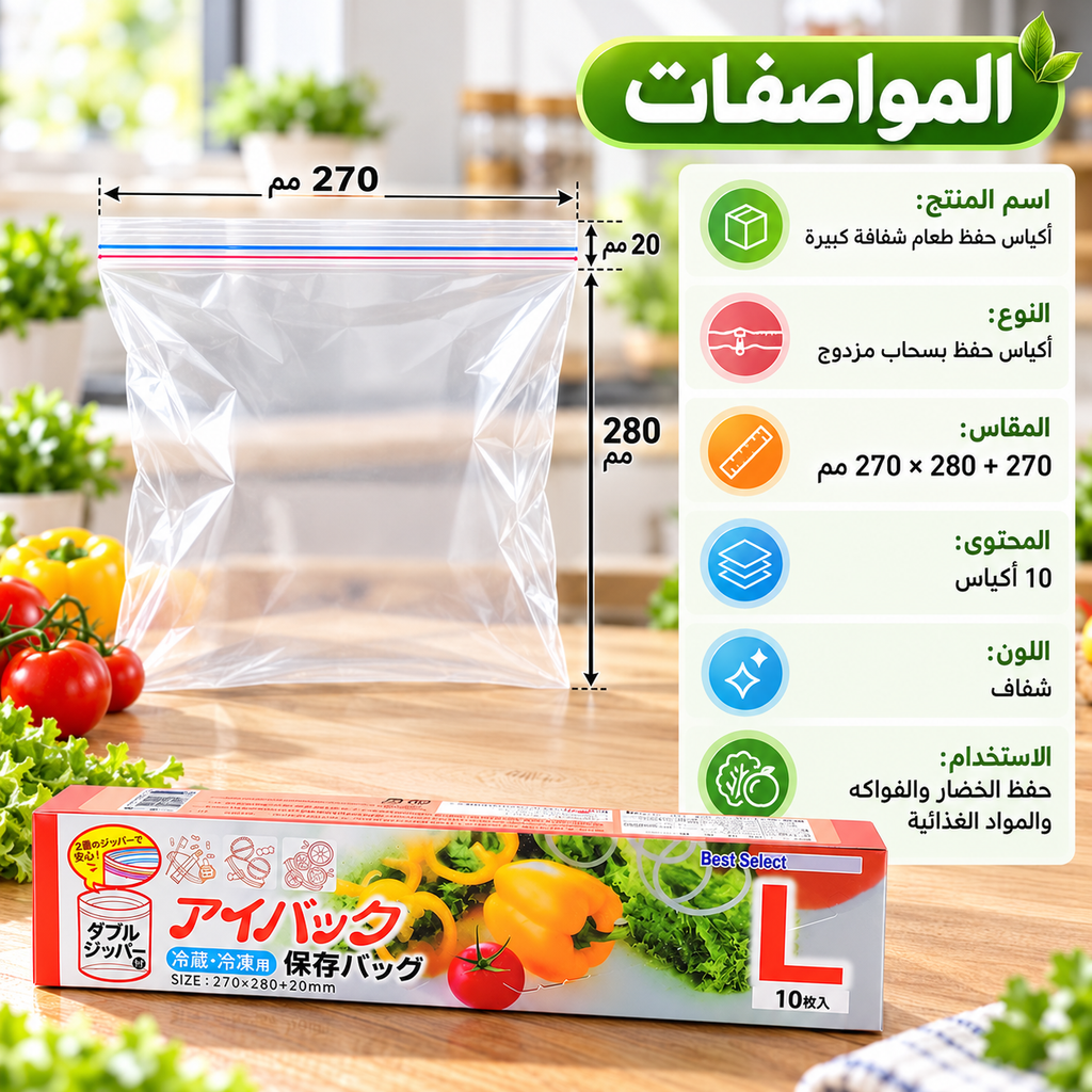 7AGAT food storage bags with double zipper seal, resealable snack, fruit, vegetable, and meal prep storage tools.