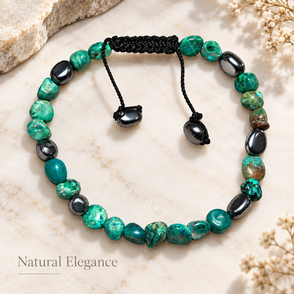 7agat Crazy Cola and silver Hematite chip bracelet.