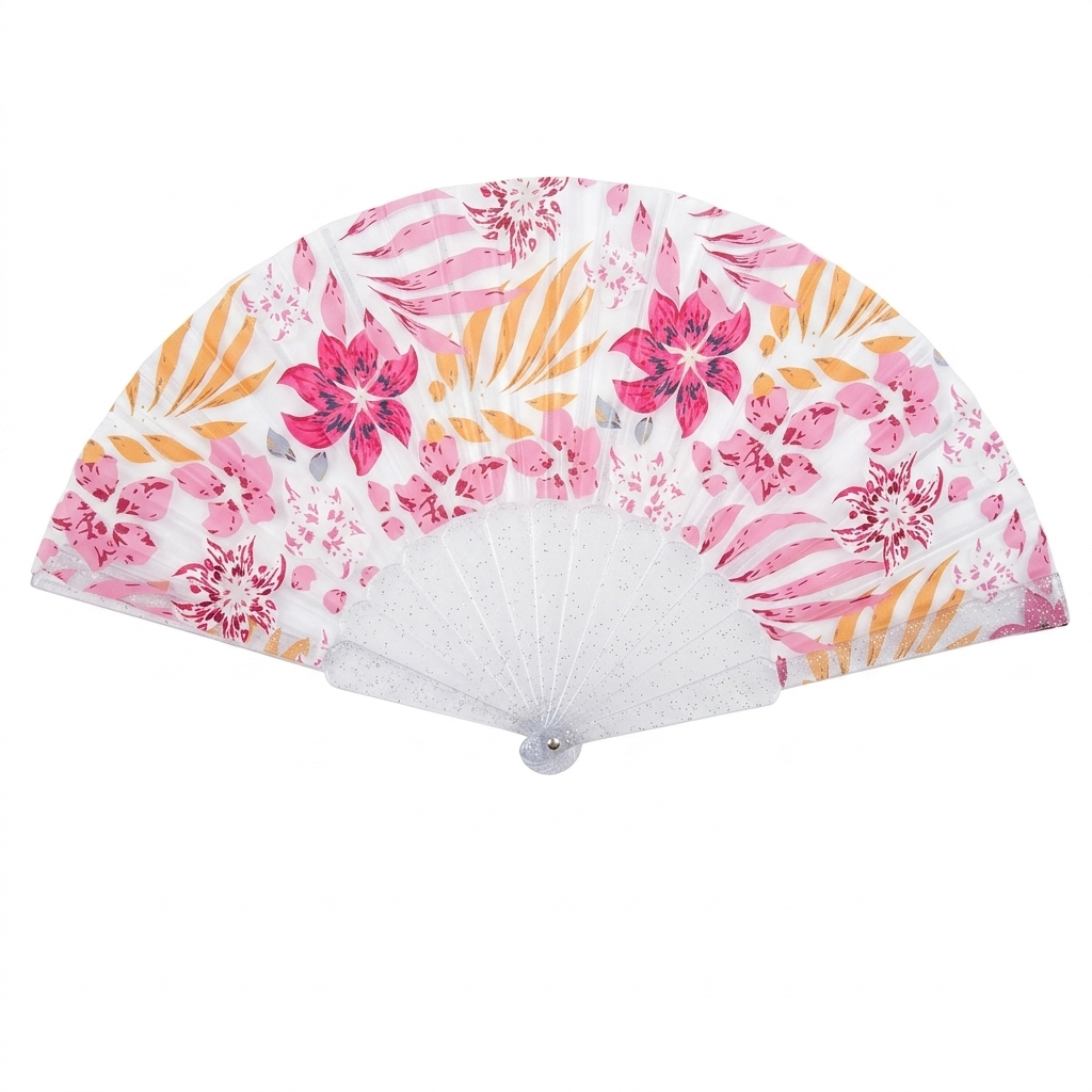 Clear acrylic folding hand fan with lightweight, durable frame from 7AGAT, ideal for weddings, parties, and outdoor events.