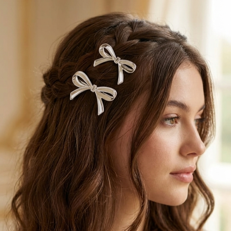 Pair of 7AGAT metal hair clip claws for women and girls, elegant hair accessories for daily wear, parties, and special occasions.