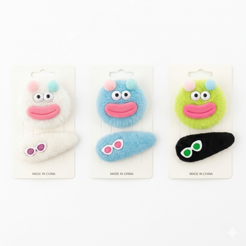 Set of six multicolor plush monster hair clips for girls and women, soft and adorable claws and clips by 7AGAT Shopping