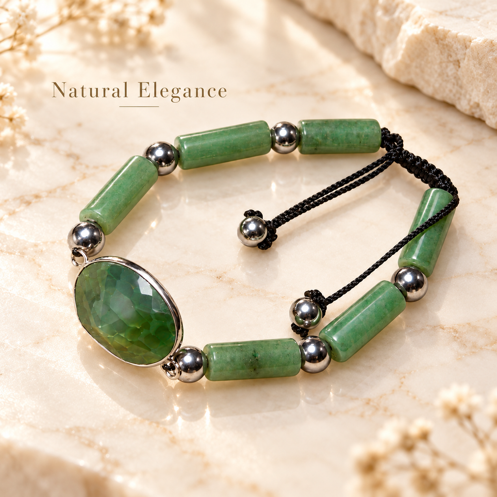 7agat green jade and green agate bracelet.