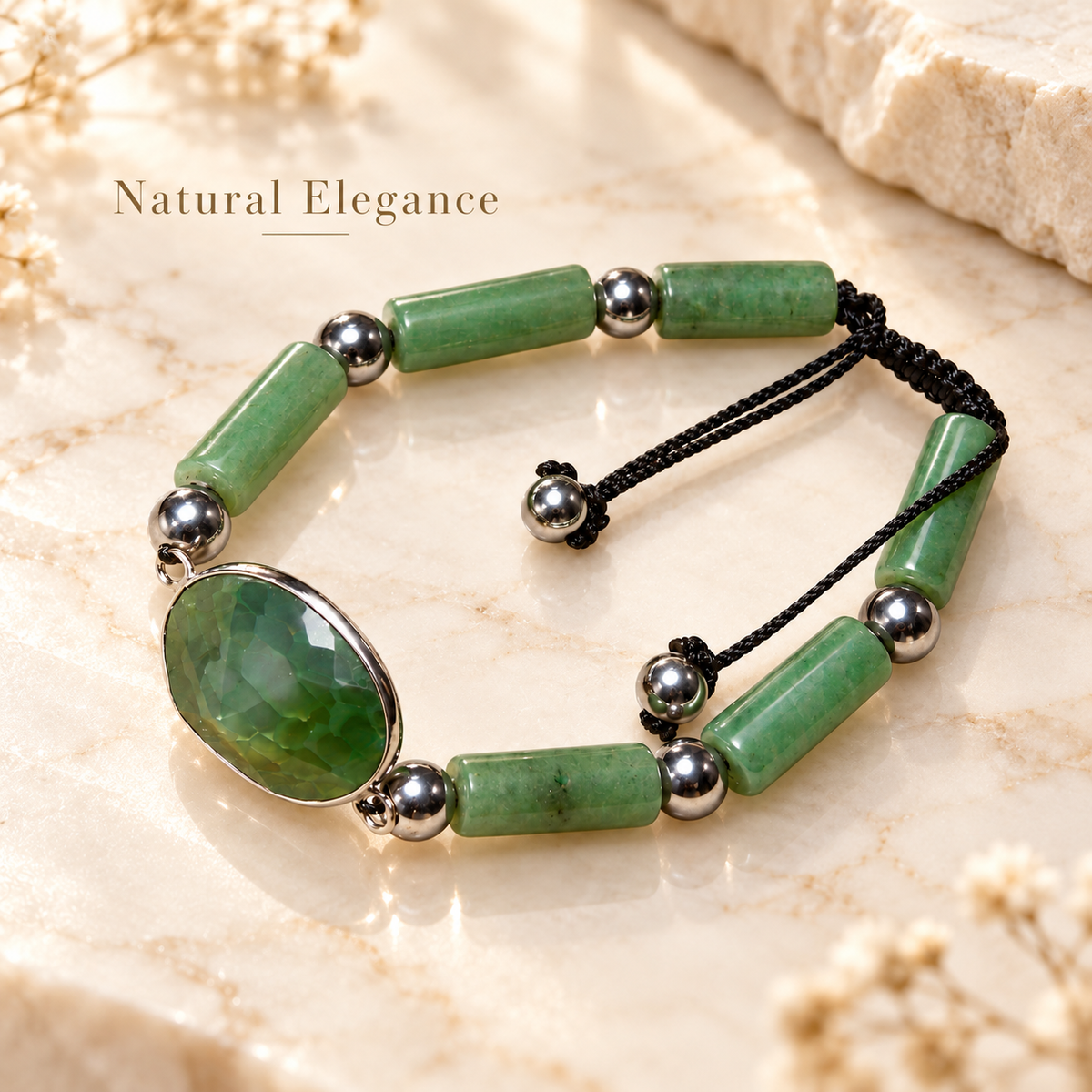 7agat green jade and green agate bracelet.
