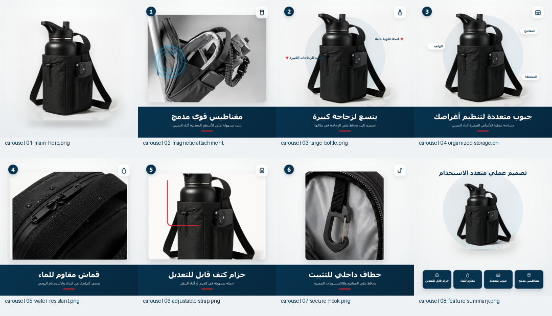 Magnetic gym water bottle bag with phone pocket, waterproof workout organizer, gym accessories by 7AGAT Shopping, showing the bag's features.