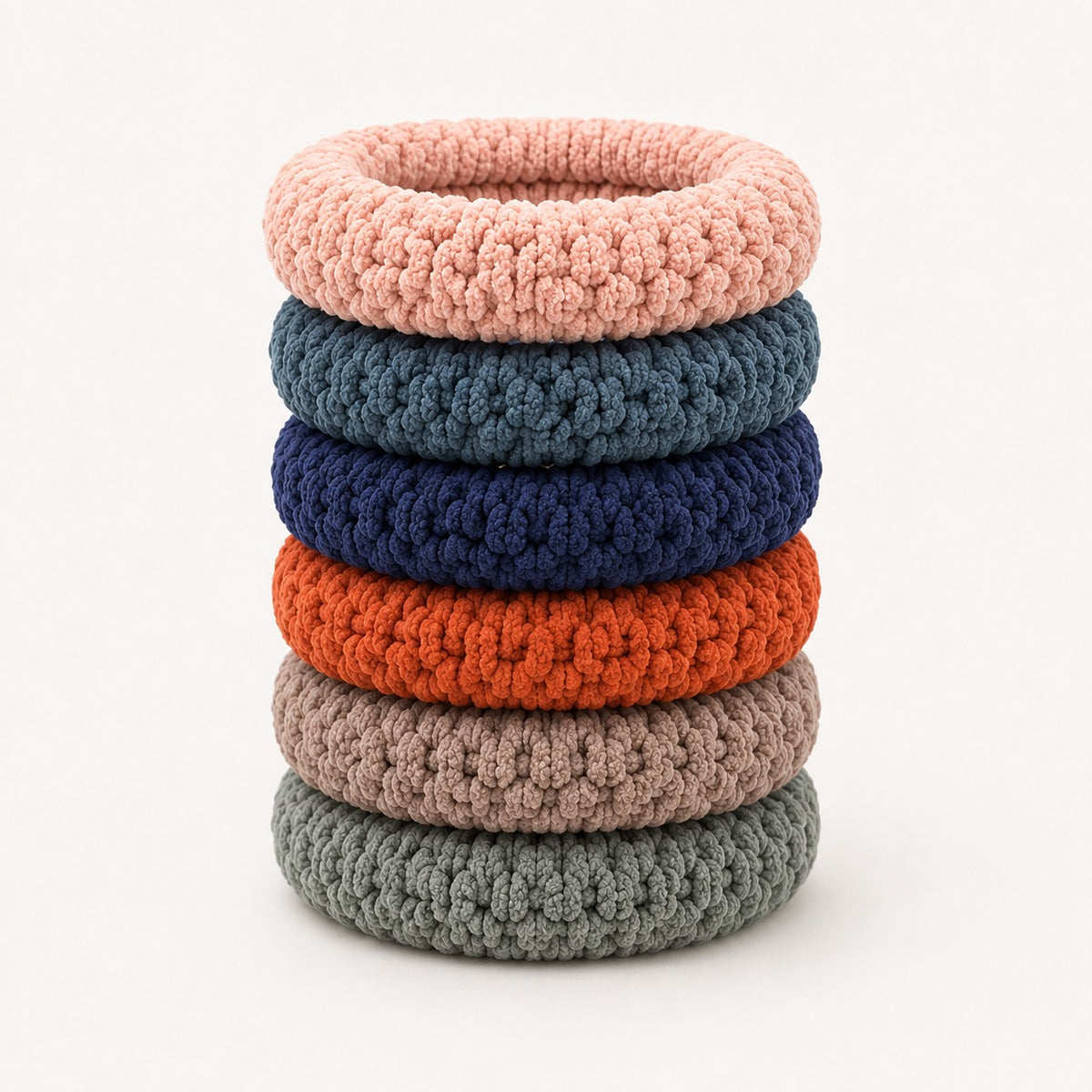 Six 7AGAT thick fabric ponytail holders with seamless elastic design, ideal for buns and daily hair styling.