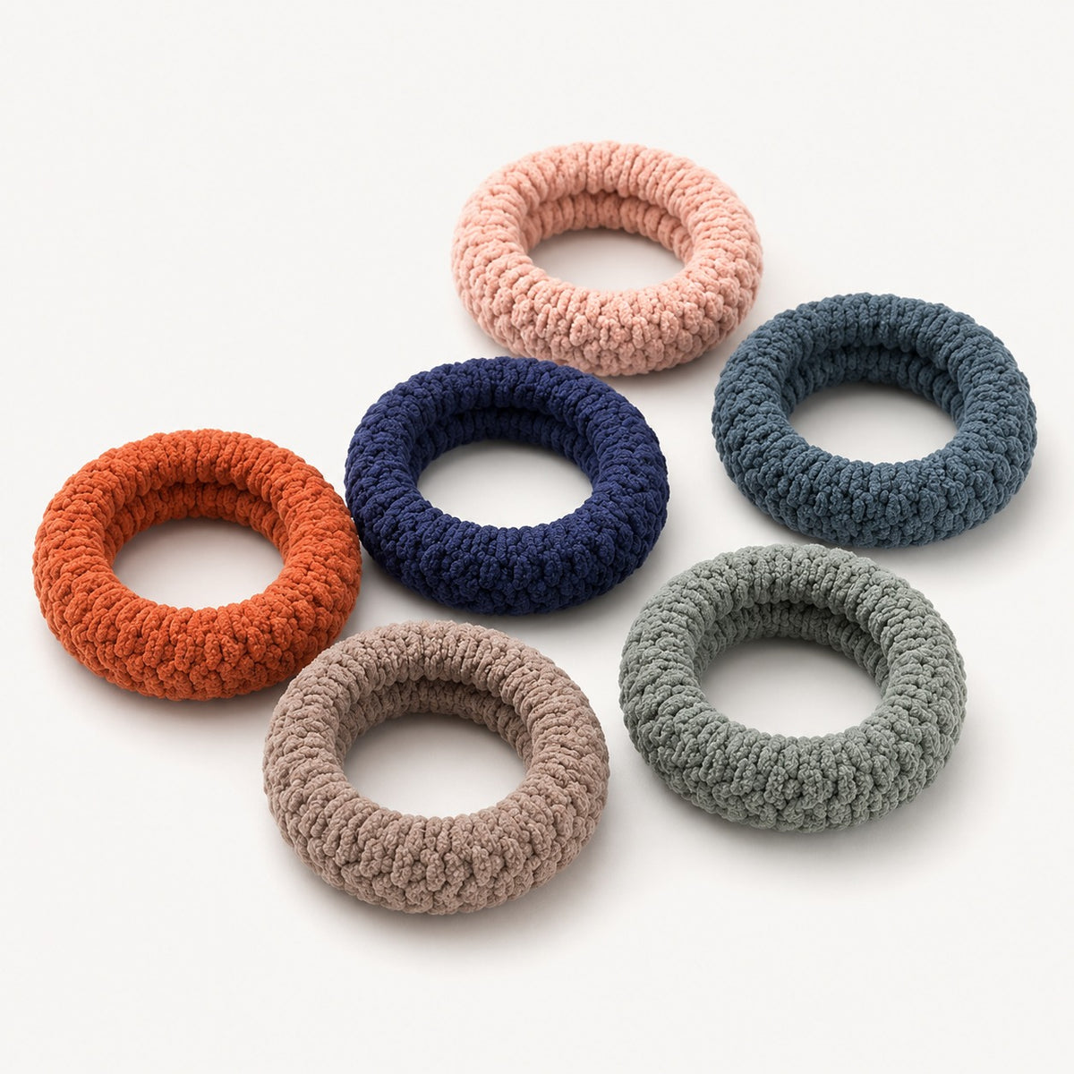 Seven thick fabric ponytail holders by 7AGAT, soft seamless elastic hair ties without metal for buns and daily styling.