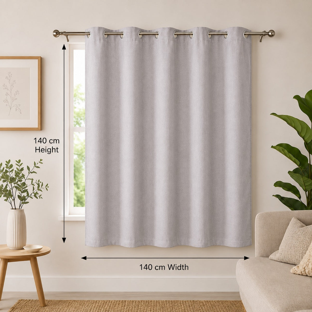 Bedroom window curtain with metal grommets by 7AGAT, featuring fabric that drapes smoothly for living room or bedroom decor.