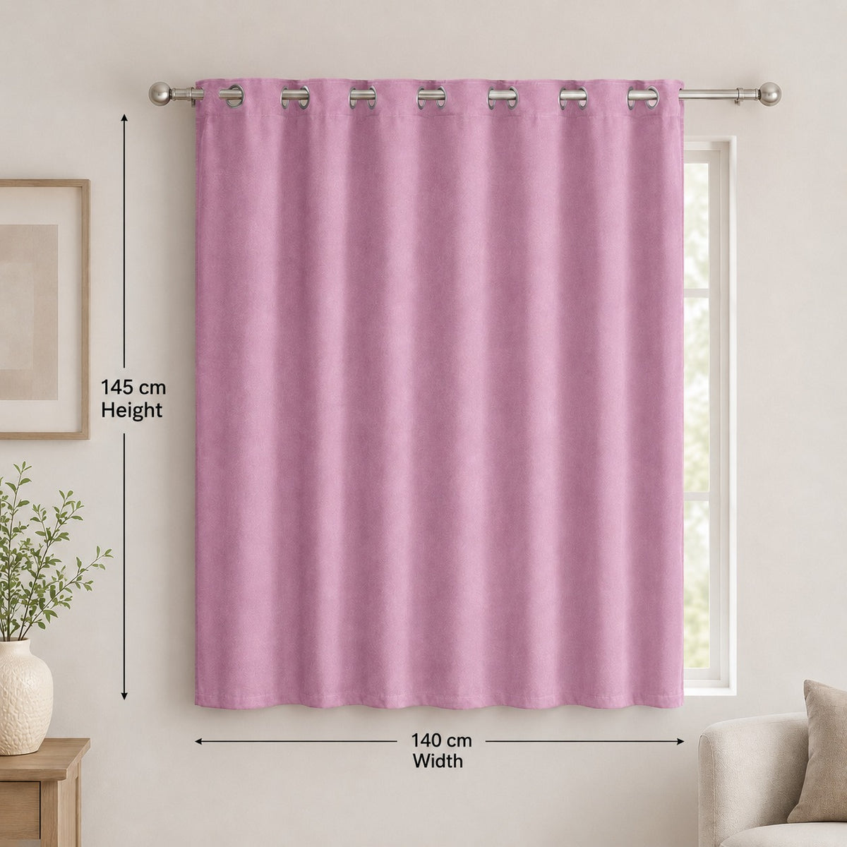 Blue window curtain with metal grommet top, suitable for bedroom and living room, made by 7AGAT.