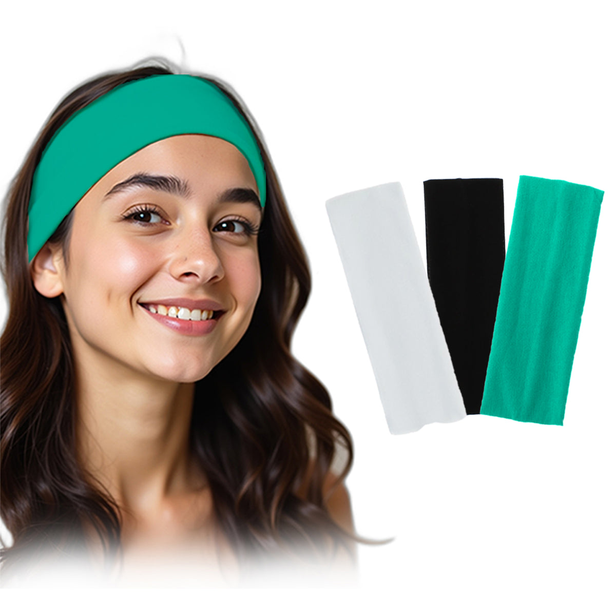 Three 7AGAT cotton headbands with sporty sweatbands for women and men, ideal for running, tennis, and athletic workouts.