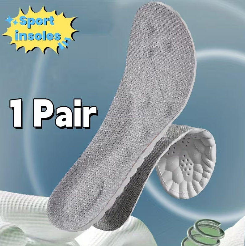 Unisex 7AGAT 4D shock-absorbing full-length breathable cushioned shoe insoles for comfort and fit, pair of inserts in 23-28 cm size.