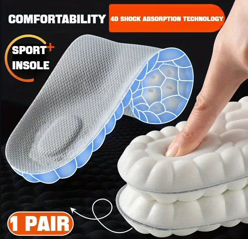 Unisex 7AGAT 4D shock-absorbing full-length sport insoles with breathable cushioning, trim-to-fit, for shoe comfort and support.