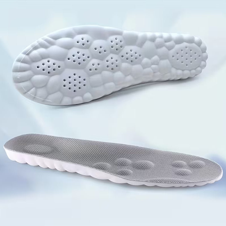 7AGAT unisex sport insoles with 4D shock-absorbing cushioning, breathable full-length shoe inserts, trim-to-fit, pair.